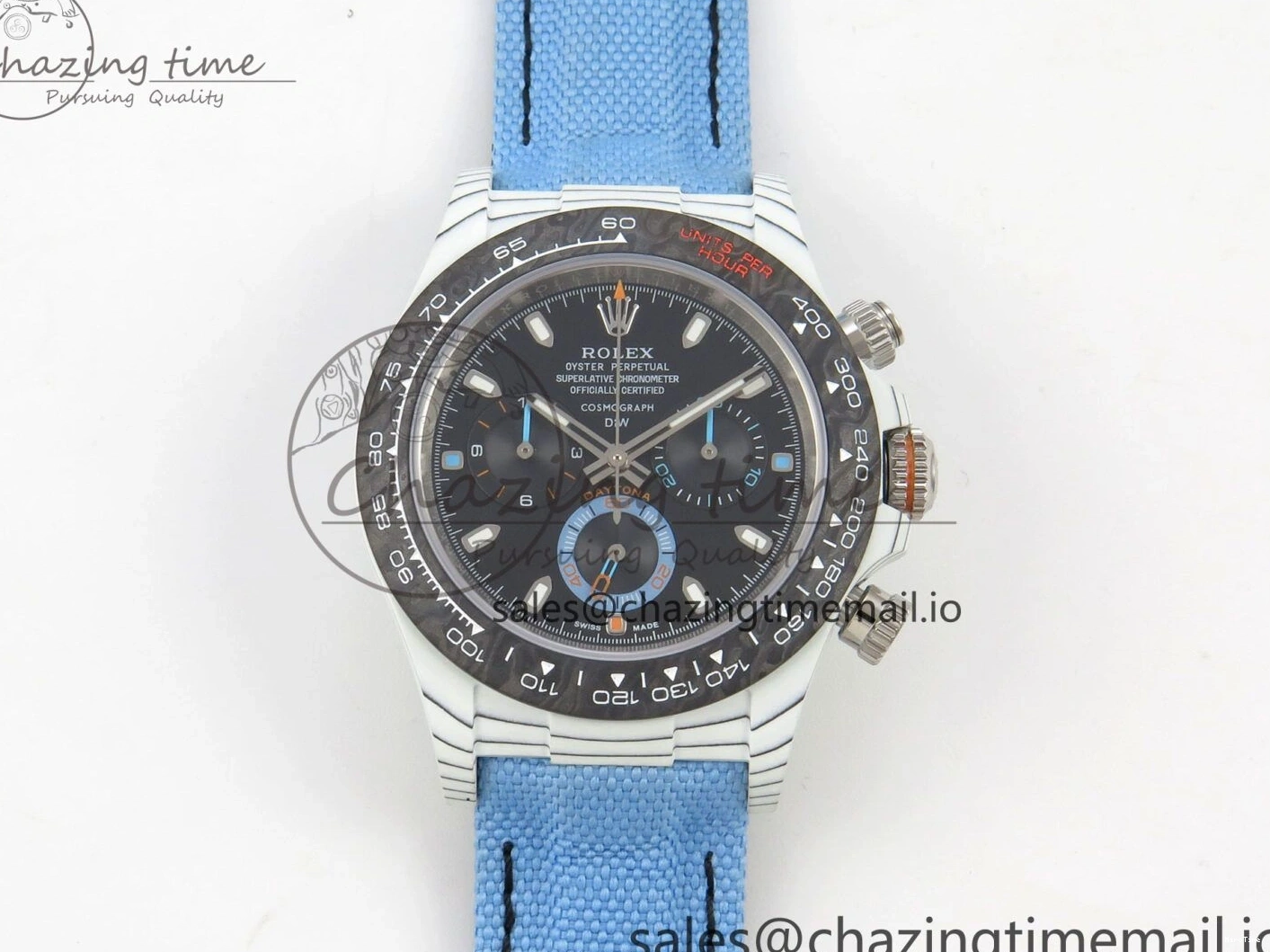 MiroTime 0403 Attractive Daytona DIW Carbon Case and Bezel DIWF Edition Black Dial on Blue Nylon Strap A 71